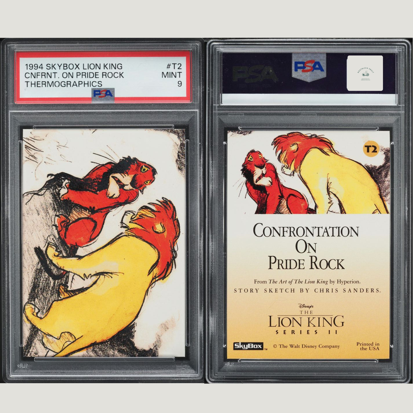 1994 Skybox Lion King Thermographics Confront On Pride Rock #T2 PSA 9 MINT