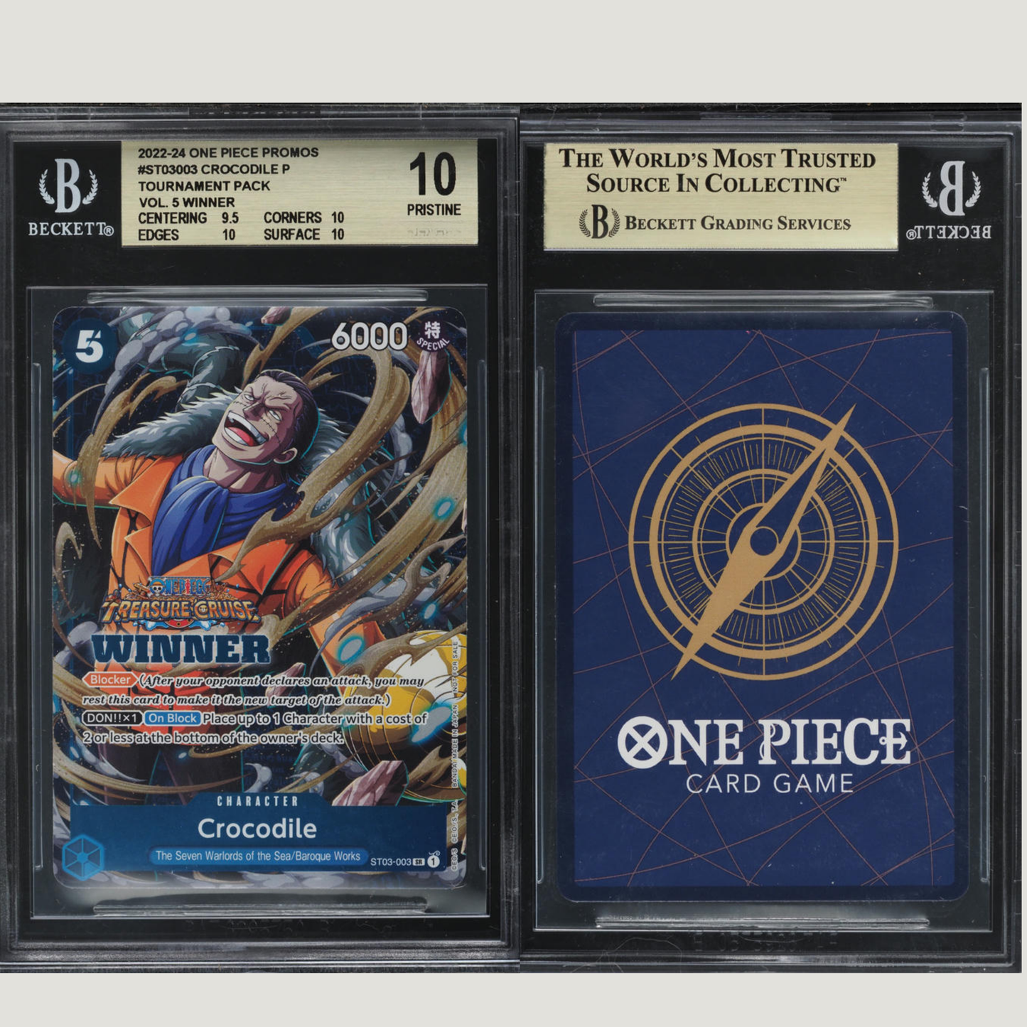 2022 One Piece Promo Tournament Pack Vol 5 Winner Crocodile #ST03-003 BGS 10