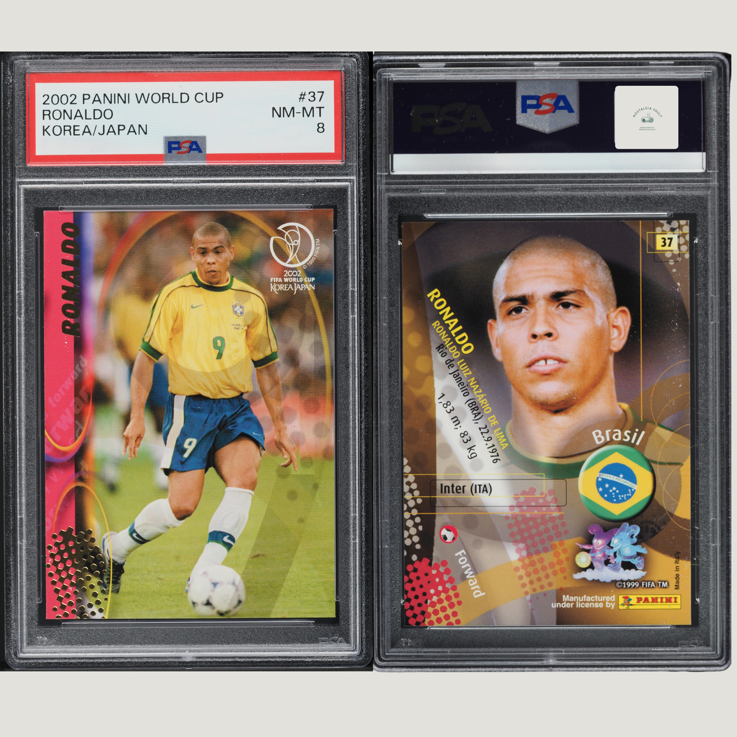 2002 Panini World Cup Korea Japan Ronaldo #37 PSA 8 NM-MT