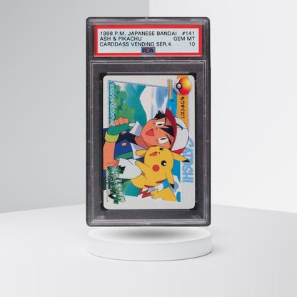 1998 Pokemon Japanese Bandai Carddass Vending Series 4 Ash & Pikachu #141 PSA 10