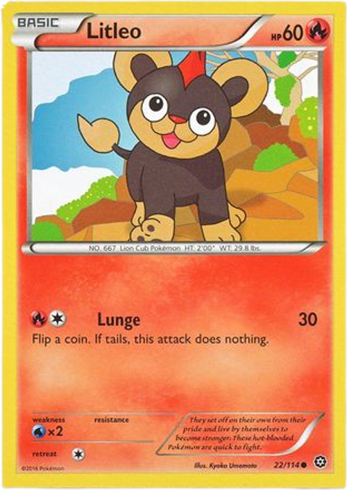 Litleo - 22/114 - Common - XY Steam Siege (Square Cut Misprint)