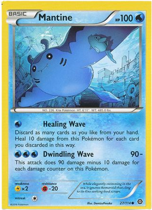 Mantine - 27/114 - Common - XY Steam Siege (Square Cut Misprint)