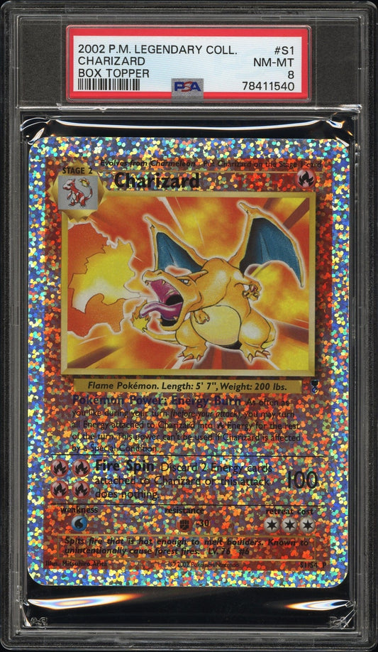 PSA 8 CHARIZARD BOX TOPPER