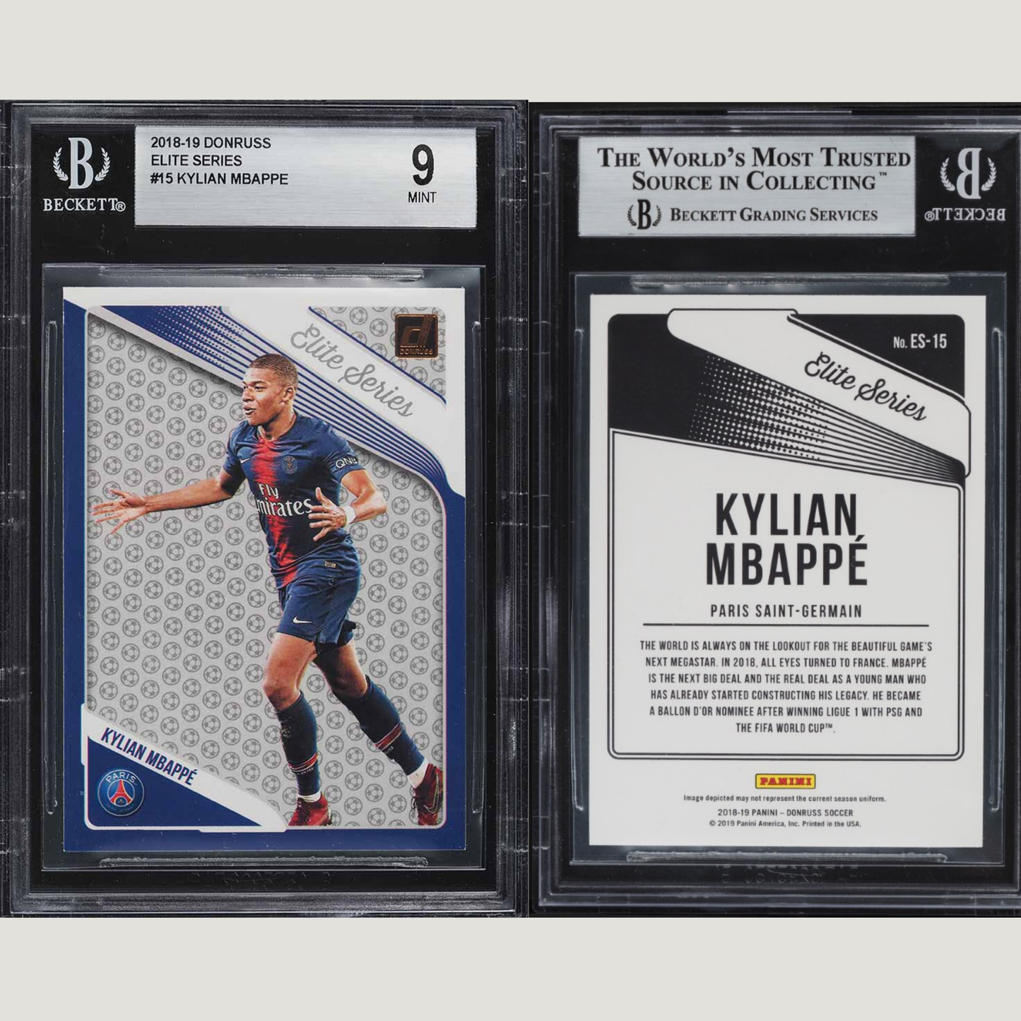 2018 Donruss Elite Series Kylian Mbappe ROOKIE #15 BGS 9 MINT pop 1 of 5