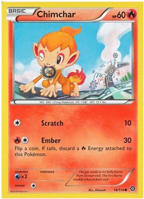 Chimchar - 18/114 - Common - XY Steam Siege (Square Cut Misprint)