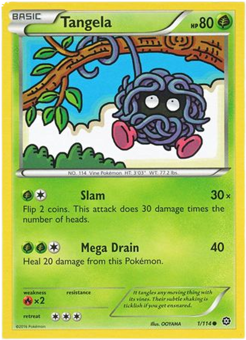 Tangela - 1/114 - Common - XY Steam Siege (Square Cut Misprint)