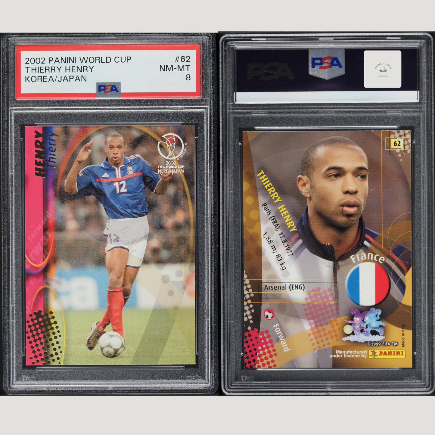 2002 Panini World Cup Korea Japan Thierry Henry #62 PSA 8 NM-MT
